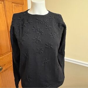 Kinei Black Floral Embroidered Wool Sweater Sz.M